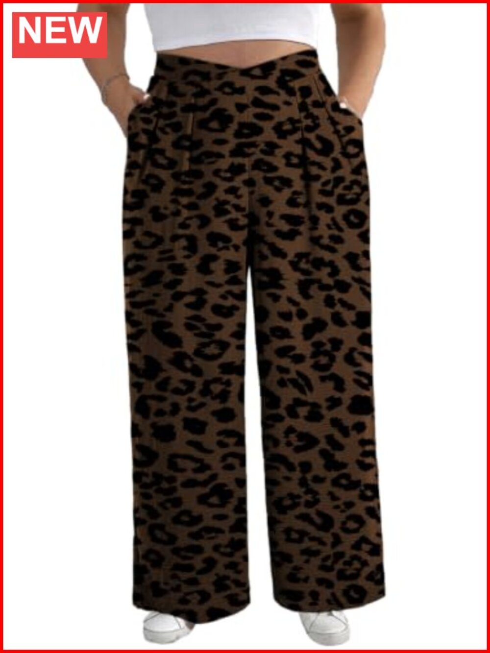 Plus Size Wide Leg Work Pants High Waist Pleated Palazzo Trousers